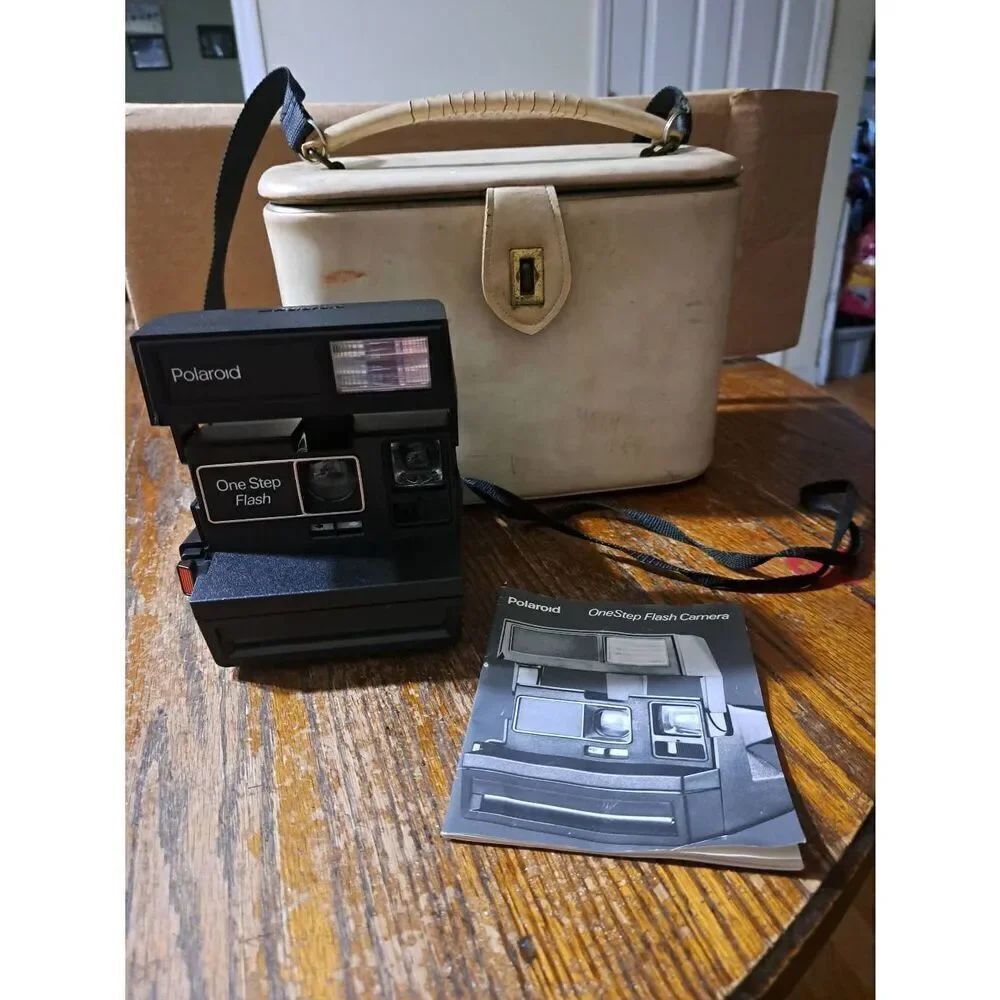 Vintage Polaroid One Step Flash Instant Camera with Paperwork